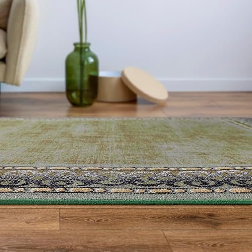 Miniatura 7 de Antep Rugs Alfombras Bordered Modern 4x6 antideslizante (antideslizante) de pelo bajo con parte trasera de goma para interiores (verde, 4 pies x 5