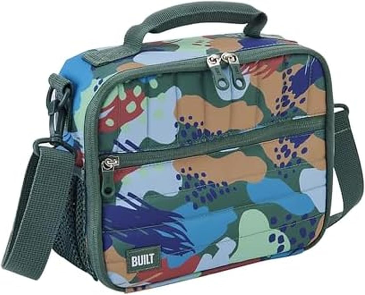 Built Puffer Water-resistant Polyester Lunch Box, Lightweight Insulated and Reusable with Detachable Adjustable Strap, Forest Green