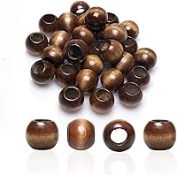 Vista 24 de 50 Piezas Cuentas de Madera Agujero Grande Cuentas de Madera para Manualidades de Macramé, Cuentas de Madera Sueltas Espaciadoras Redondas