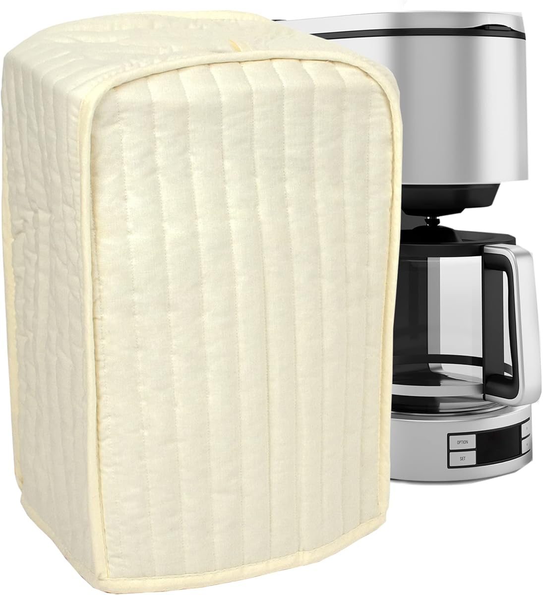 Ritz Premium Universal Coffee Maker Cover, 16" x 11.5" x 7.75", Durable, Long-Lasting, High-Quality, Lightweight Polyester And Cotton Blend, Natural