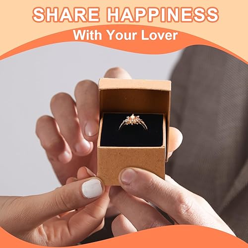 Miniatura 4 de Nosiny 120 cajas pequeñas para anillos a granel de 2 x 2 x 1.2 pulgadas, caja de joyería cuadrada de cartón kraft con tapas, aretes, collar, caja de
