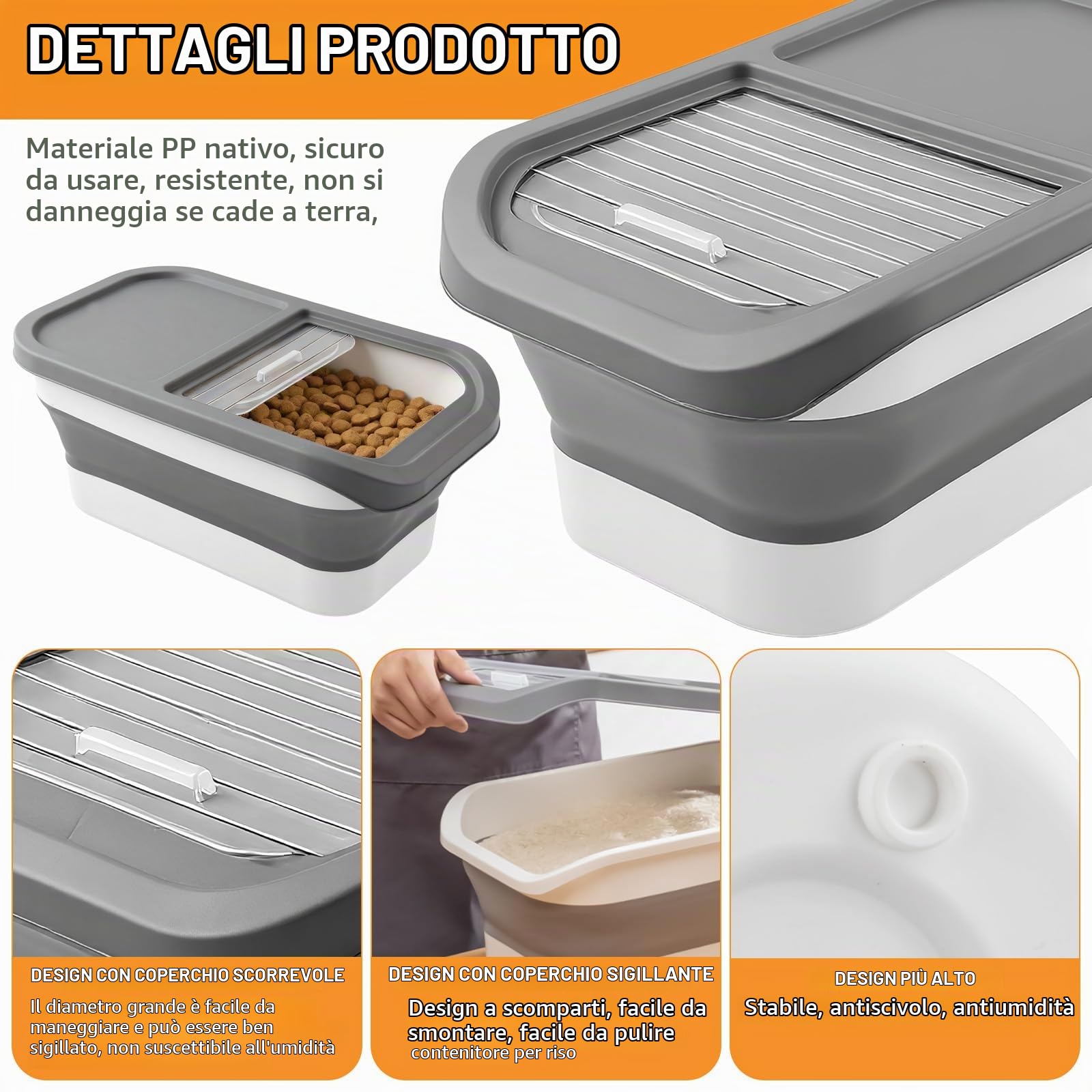 Contenitore Crocchette Cane Gatto,7 kg Porta Crocchette Pieghevole con Misurino Pala 2 Contenitori,Contenitore per Animali Contenitori Cibo Cani Gatto,Animali Domestici Scatola di Alimenti (verde)