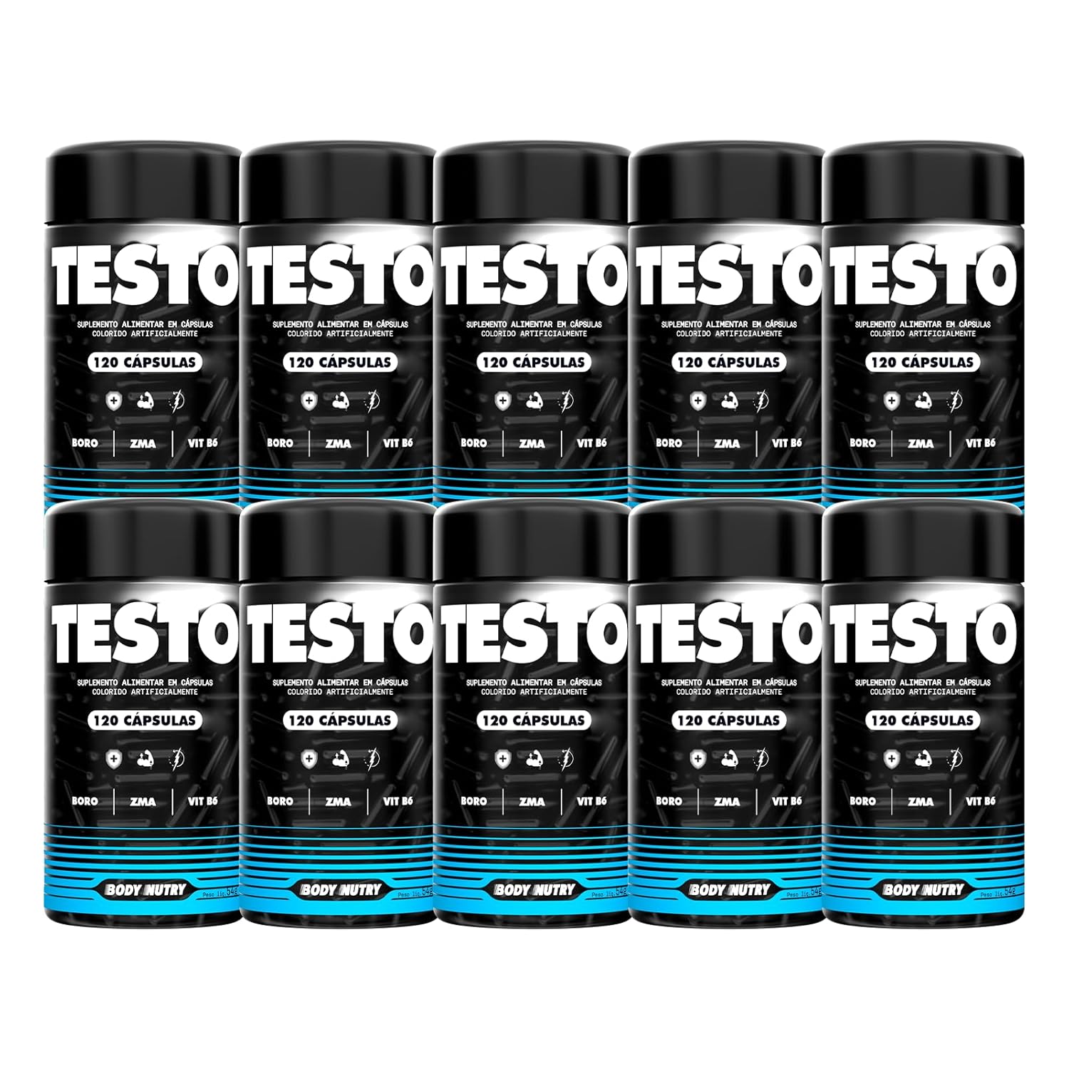 Kit 10x Vitaminas e Minerais Pote 120 Cápsulas Masculino Feminino Suplemento em Cáps 100% Natural Boro Fonte de Calcio Rico em Zinco Niacina Magnesio Matéria Prima Importada -…