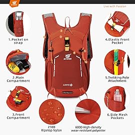 SKYSPER Small Hiking Backpack - 15L Travel Daypack Lightweight Bag Water Resistant Hiking Backpacks for Women Men