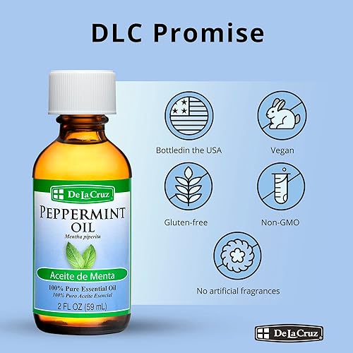Miniatura 7 de De La Cruz Aceite de Menta Destilado al vapor Embotellado en USA 2 FL Oz Botella de cristal