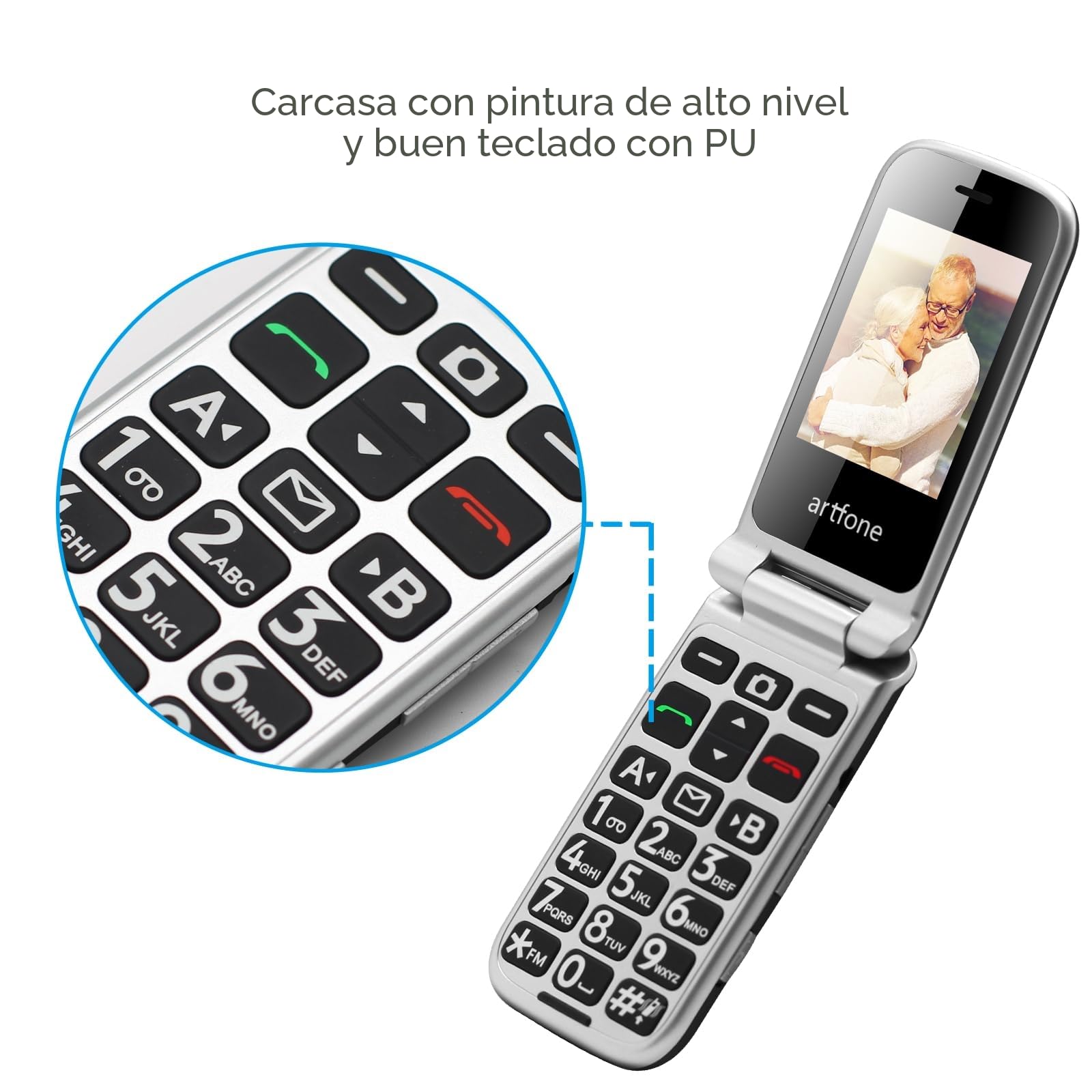 artfone Teléfono Móvil para Personas Mayores Teclas Grandes con Tapa, Doble Pantalla de 2,4 Pulgadas Tecla de Emergencia Botón SOS Cámara Fácil de Usar para Ancianos Flip Base Cargadora C10 Negro