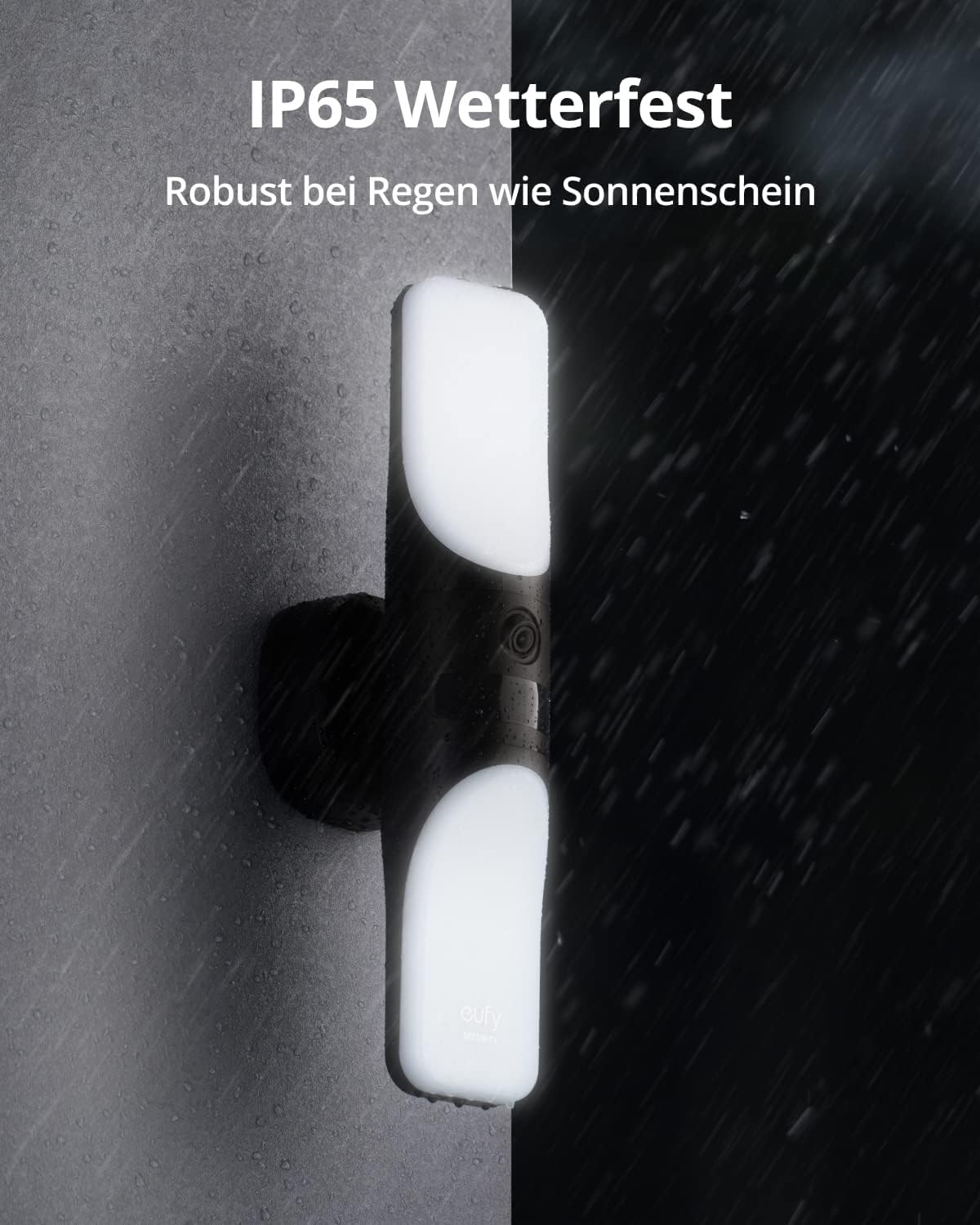 eufy Security Wall Light Cam S100, Außenleuchte mit Kamera, 2K Überwachung, 1200 Lumen, Farbige Nachtsicht, KI Erkennung, IP65