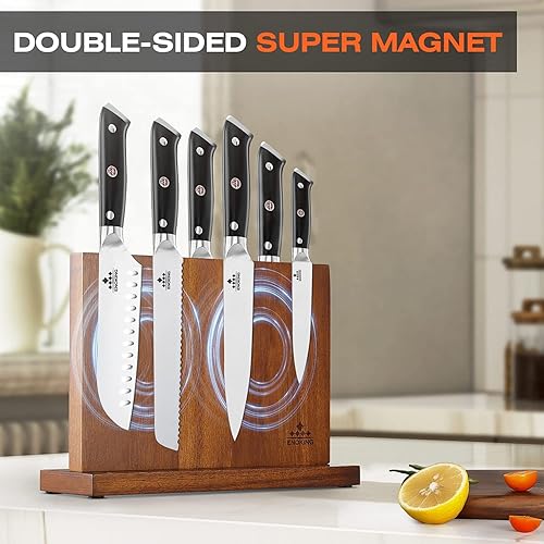 Miniatura 2 de ENOKING Soporte magnético para cuchillos de cocina sin cuchillos, soporte de madera de nogal con potentes imanes para exhibición y almacenamiento de