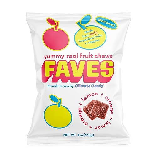 Climate Candy - Caramelos masticables favoritos de frutas y verduras enteras Azúcares de origen natural a base de plantas, sin OMG, sin gluten