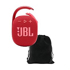 JBL Clip 4 Portable Bluetooth Speaker Bundle with Deluxe CCI Protective Carrying Pouch and Microfiber Cloth Red