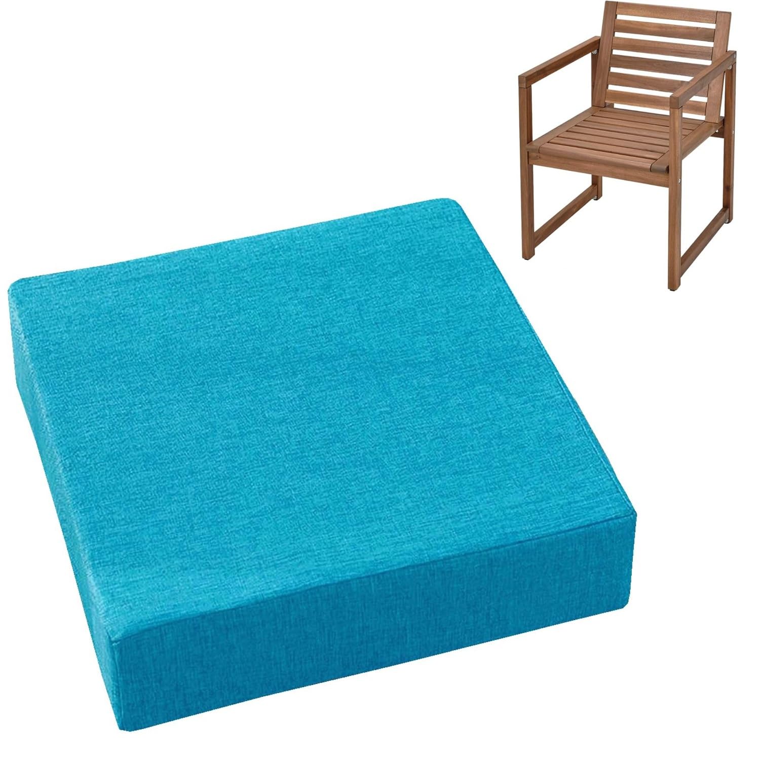 Cushions 45cm x 45cm/50cm x 50cm for Outdoor & Indoor Chair, Square Seat Pad for Garden Chairs High-Density Foam, Anti-Slip, Washable Cover- Patio, Dining, Sofa & Bench Use(Blue,48x48cmx10cm Thick)