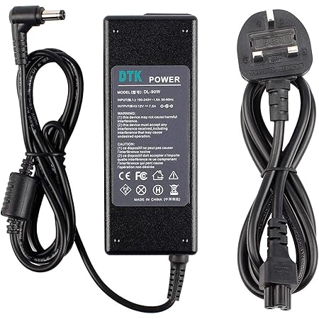 DTK 12V 7.5A 90W AC Adapter Charger Supply Power for LCD TFT Monitors TVs DVD TVs and other Equipments (compatible with 12V 6A 72W or 12V 5A 60W) Power Cord Connector size: 5.5 X 2.5mm