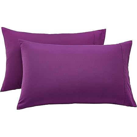 Amazon Basics Lightweight Super Soft Easy Care Microfiber Pillowcases - 2-Pack, Standard, Plum