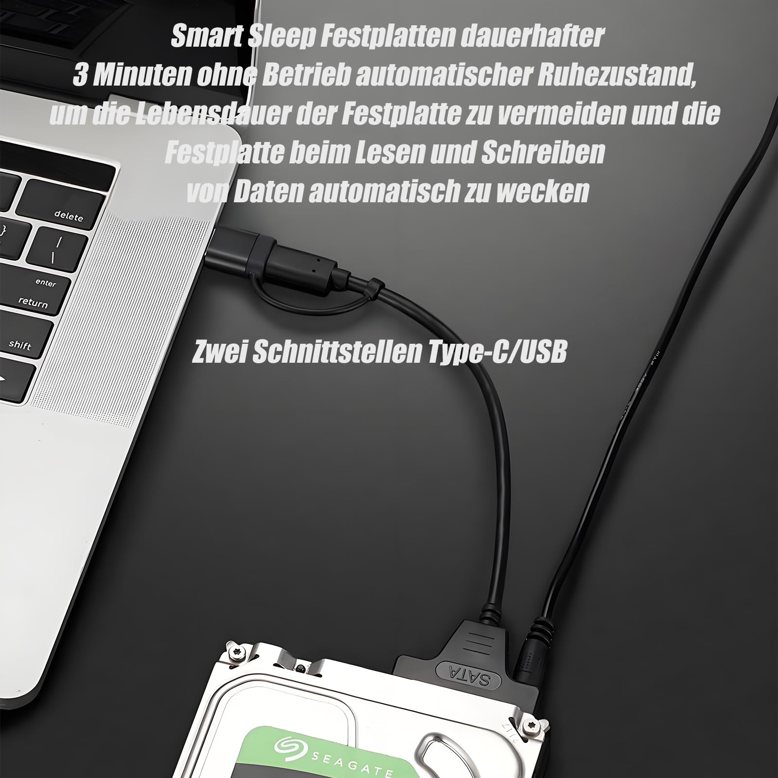 GERUI Adapter kabel USB 3.0 do SATA, kabel SATA do USB, adapter 2-w-1 USB C/3.0 do dysków twardych III, kompatybilny z 2,5-calowymi HDD i SSD (2 sztuki)