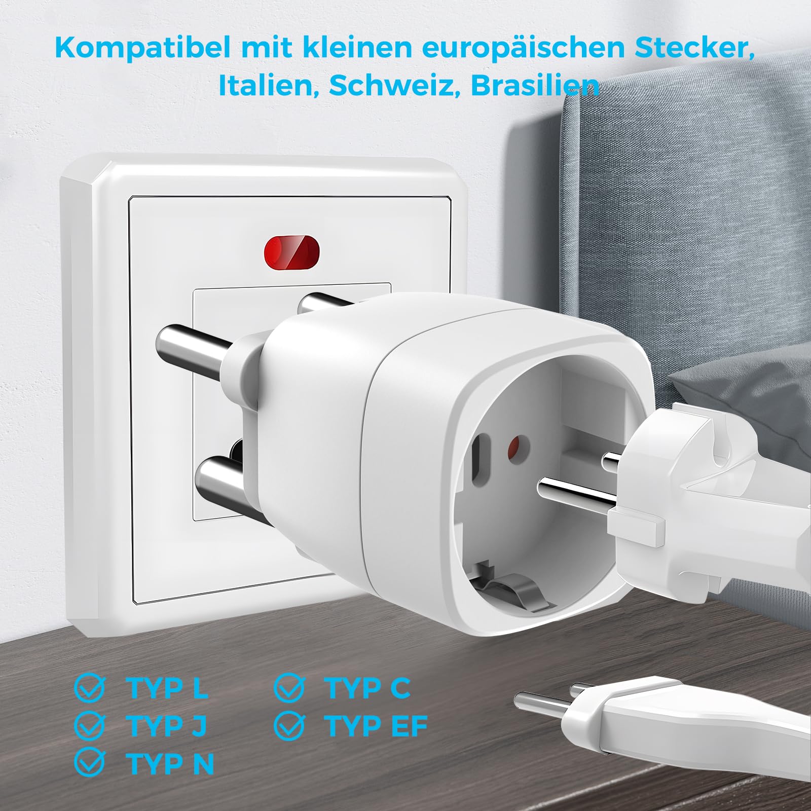 Oliveria 2 x adapter podróżny do gniazdka typu M, dla Republiki Południowej Afryki, UE, Mozambiku, Bhutanu, Namibii, Botswany