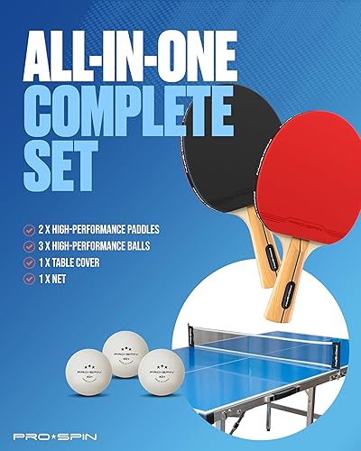 Miniatura 5 de PRO SPIN Mesa de ping pong compacta, tamaño mediano, 72 x 41 pulgadas, plegable, portátil, 100% premontada, resistente a la intemperie para