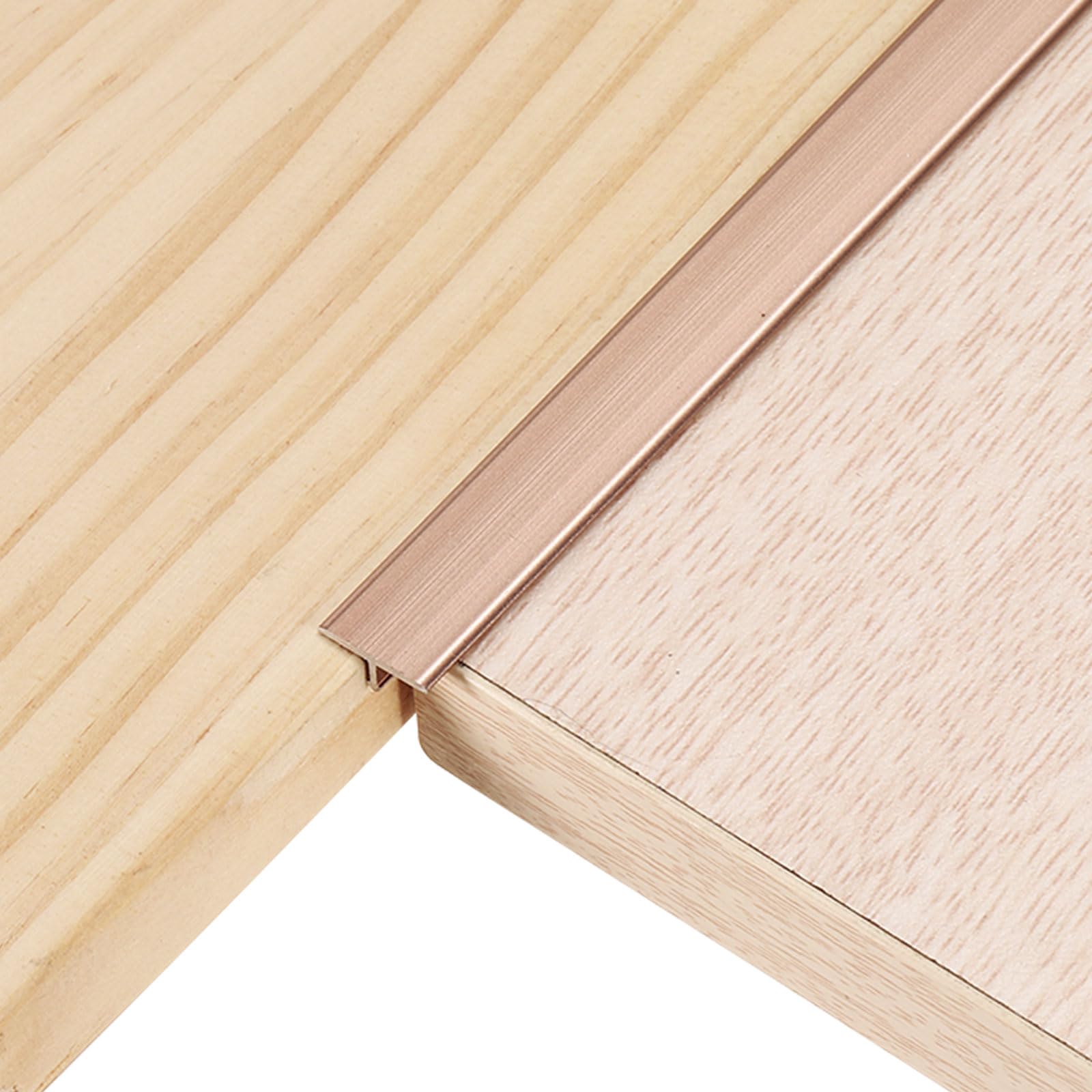 sourcing map 2Pcs 2.9ft x 0.47" T Molding Floor Transition Strips, Aluminium Alloy Vinyl Flooring Gap Trim for Joining Laminate Planks Tiles Floor Gaps, Rose Gold