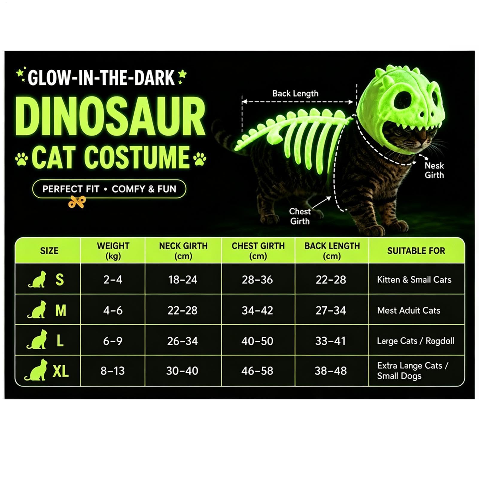 Kostium dinozaura dla kotów, pluszowy, wytrzymały, można prać w pralce | Dinozaur Cosplay Halloween zestaw na występy sceniczne, sesje zdjęciowe, uroczystości, parady i spotkania rodzinne