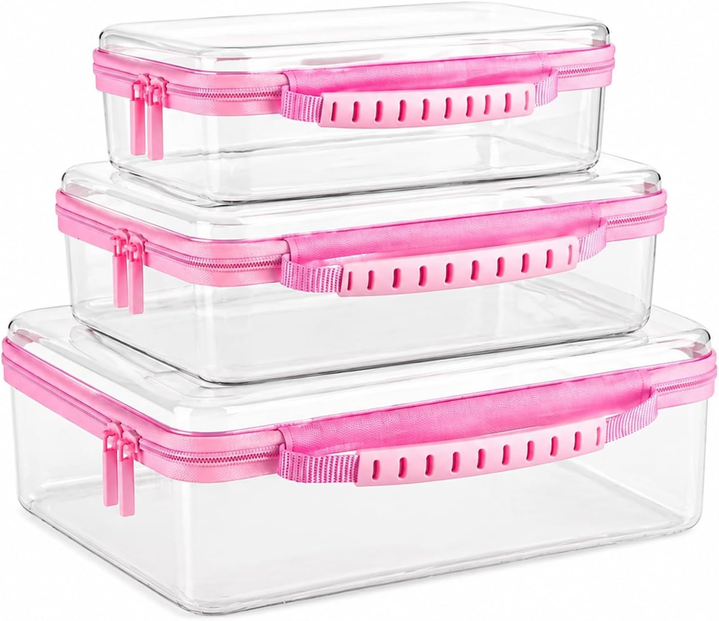 Clear Hard Shell Zipper Case, 3 Pack Large Capacity