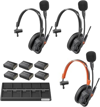 Saramonic WiTalk9X-3S 3-Person 1312ft Modular 1.9GHz Wireless Headset Intercom System for Team Communication Group Talk Single Ear Headset for TV Film Production