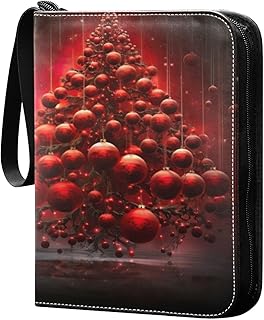 Kigai Christmas Ball Trading Card Binder with Sleeves PU Leather Holds 400 Cards,Double Sided Trading Card Folder with Zipper Collection Binder Album Book Case for Boys Girls