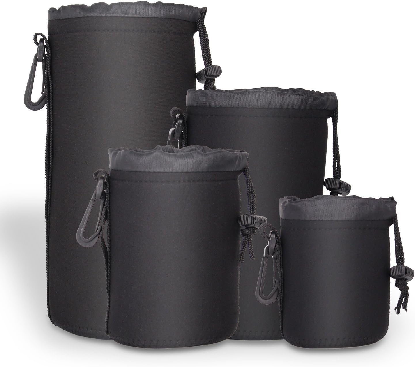 Active Pro - High Grade Protective Neoprene Pouch for Nikon, Olympus, Fuji, Pentax, Panasonic, Sony, Leica, Sigma, Vivitar, Kodak Lenses - 4 Size Multi Pack (S, M, L & XL) - Hook and Belt Loop