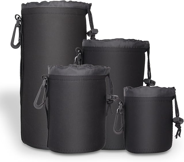Active Pro - High Grade Protective Neoprene Pouch for Nikon, Olympus, Fuji, Pentax, Panasonic, Sony, Leica, Sigma, Tamron, Vivitar, Minolta, Mamiya, Yashica,,Kodak, Konica, Hasselblad, Ricoh, Zeiss & Lensbaby Lenses - 4 Size Multi Pack (S, M, L XL)