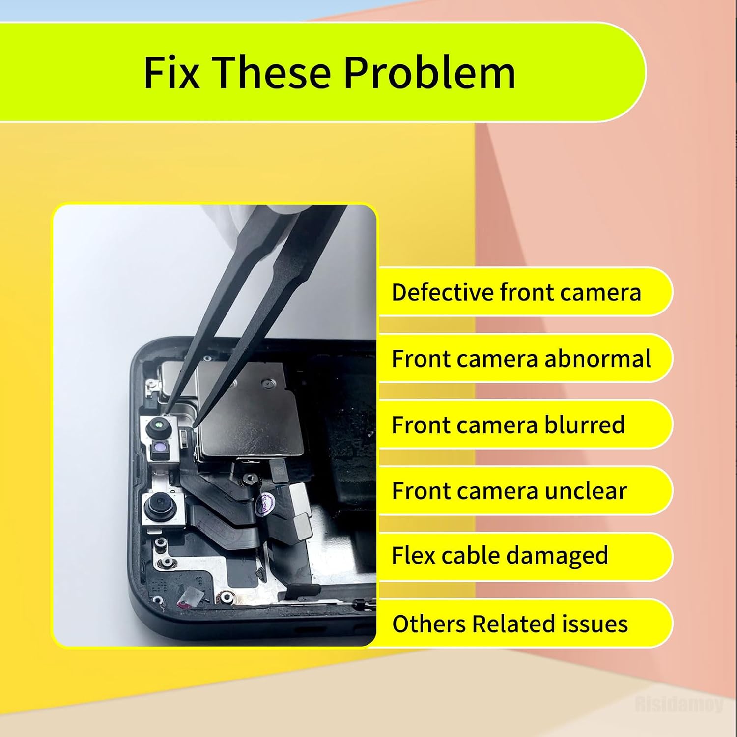 Front Camera Replacement for iPhone 12 Pro Max 12MP | Facing Lens Module Flex Cable with Structured Light Receiver Replace Transmitter Sensor Connector for 12Promax