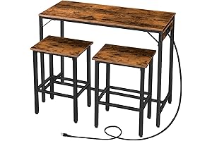 HOOBRO Bartop 3-Piece Table Set with Power Outlet