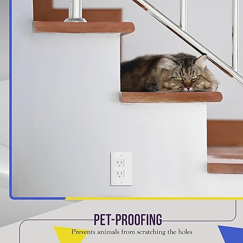 Miniatura 5 de ENERLITES Cubierta de salida a prueba de niños, cierre automático, se adapta tanto a tomas dúplex como decoradoras, diseño de seguridad, enchufe