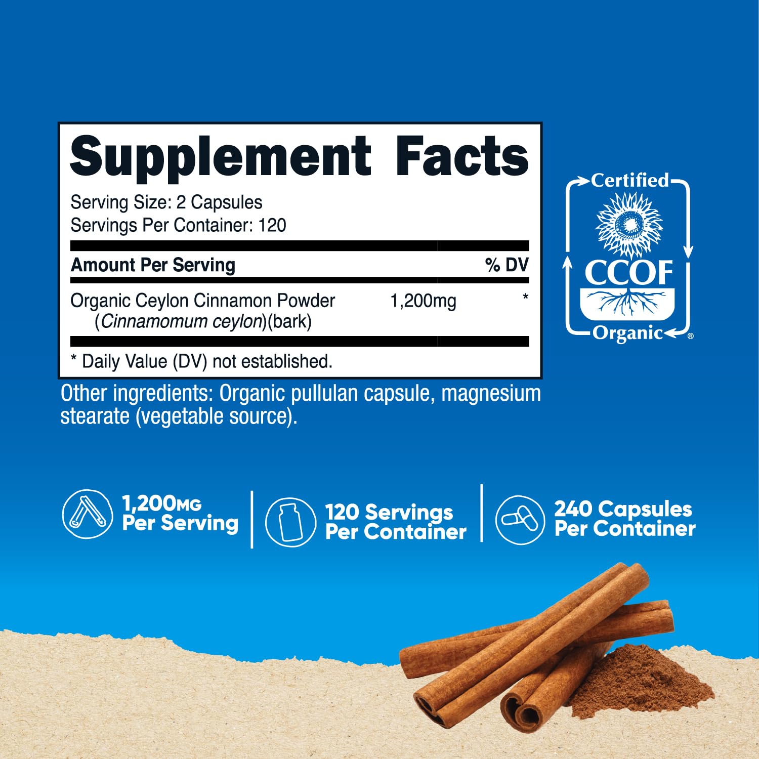 Nutricost Ceylon Cinnamon Capsules (240 Capsules) 1200mg per Serving — Amazon image 2