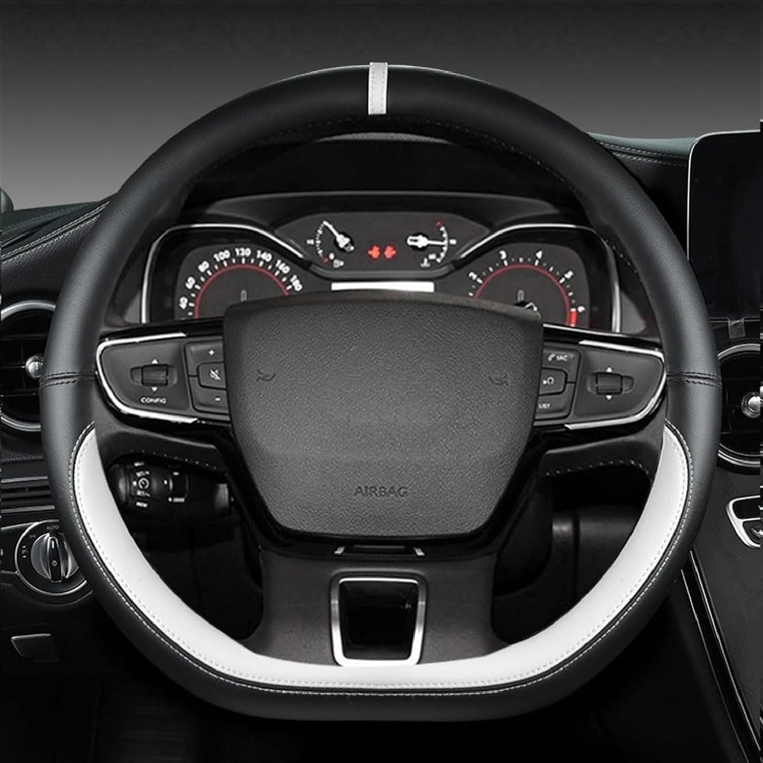 Car Steering Wheel Cover for Kia Sonet 2020 2021 2022 2023 2024 2025, PU Leather Wheel Cover Protector Breathable Anti Slip Durable Interior Accessories,I/White