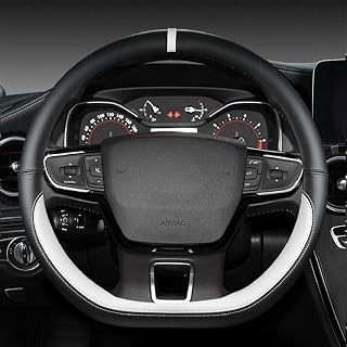 Car Steering Wheel Cover for Ford Focus Saloon/Sedan (DFW) 1999-2004, PU Leather Handle Covers Protective Anti-Slip Breathable All Seasons Interior Accessories,I/White