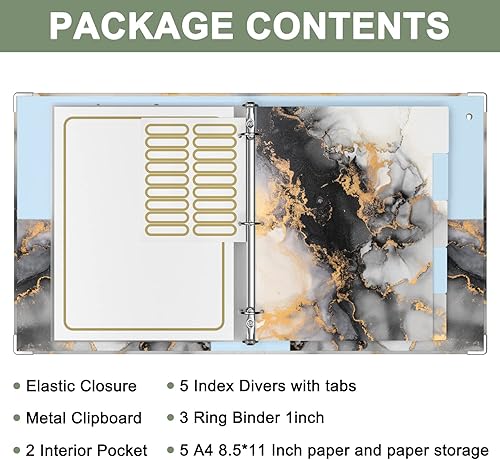 Miniatura 9 de Rouidr - Carpeta de 3 anillos con portapapeles, organizador de 1 pulgada, tamaño carta de 8.5 x 11 pulgadas, pestañas divisorias y fundas