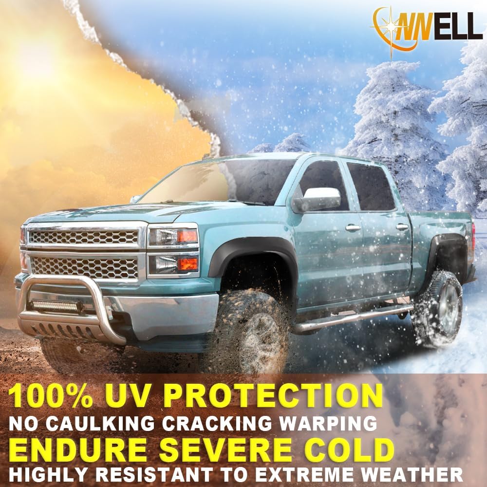 CNNELL 4 Pcs Front & Rear Fender Flares Mud Guards, Compatible with 2007-2013 BMW X5 E70 with 20" / 21" Wheel Models, Black Smooth Arch Extension Wheel Extended Protector [Not Fit M Models]