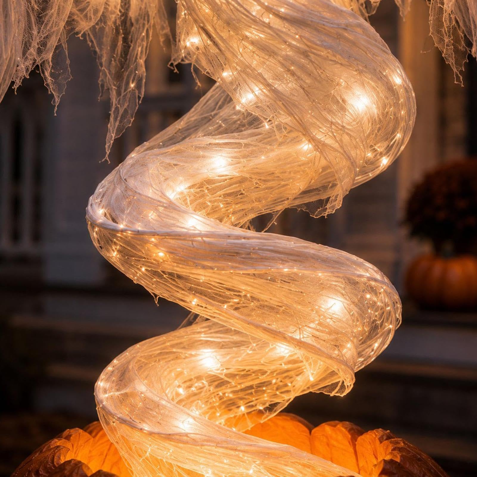 Decorazioni fantasma di Halloween vorticoso portico puntello con luce