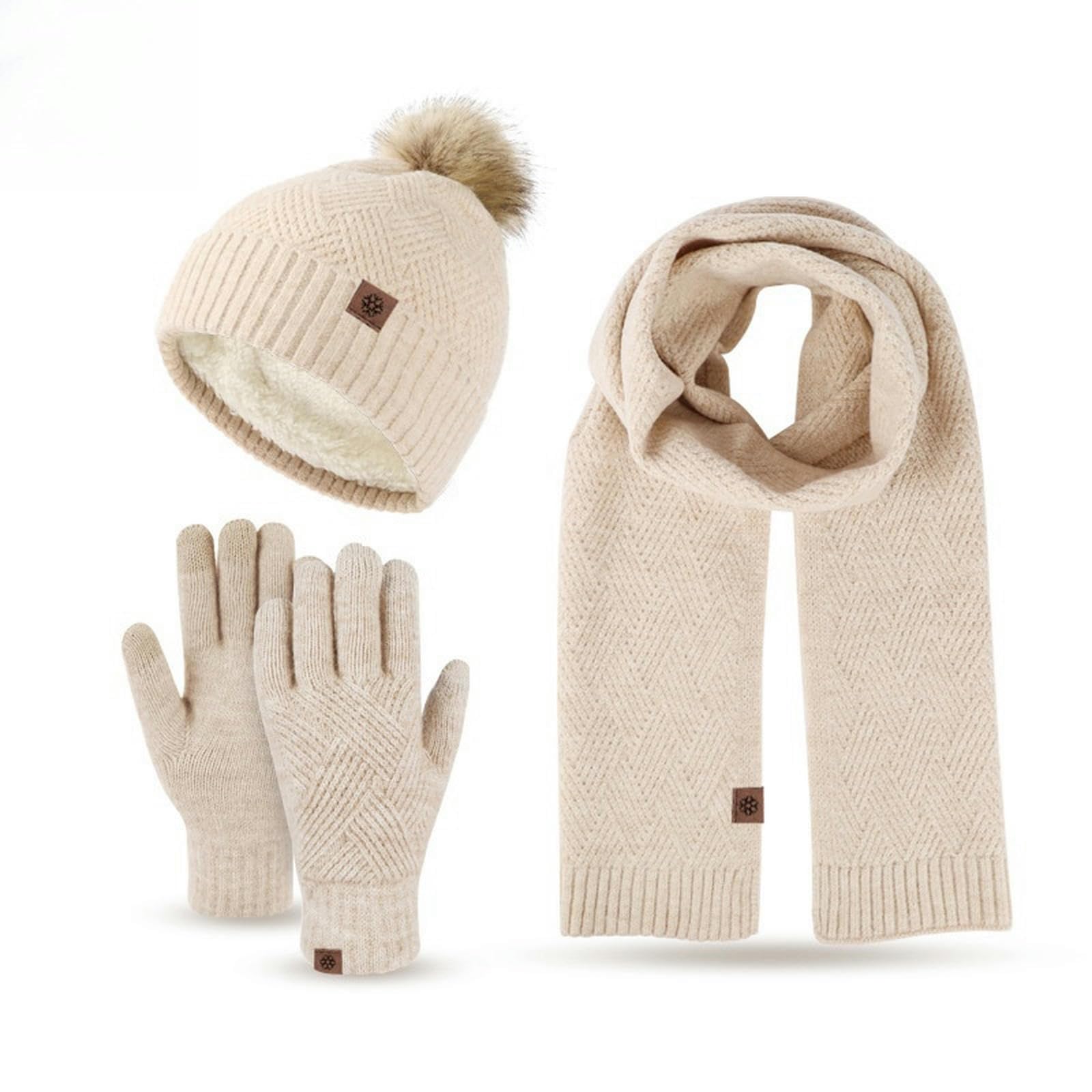 Mütze Warmer Hut, Schal, Handschuhe, Dreiteiliger Kaltsicherer Wollkugel Sowie Samtgestrickter Anzug-tibetergrüne DREI Sätze