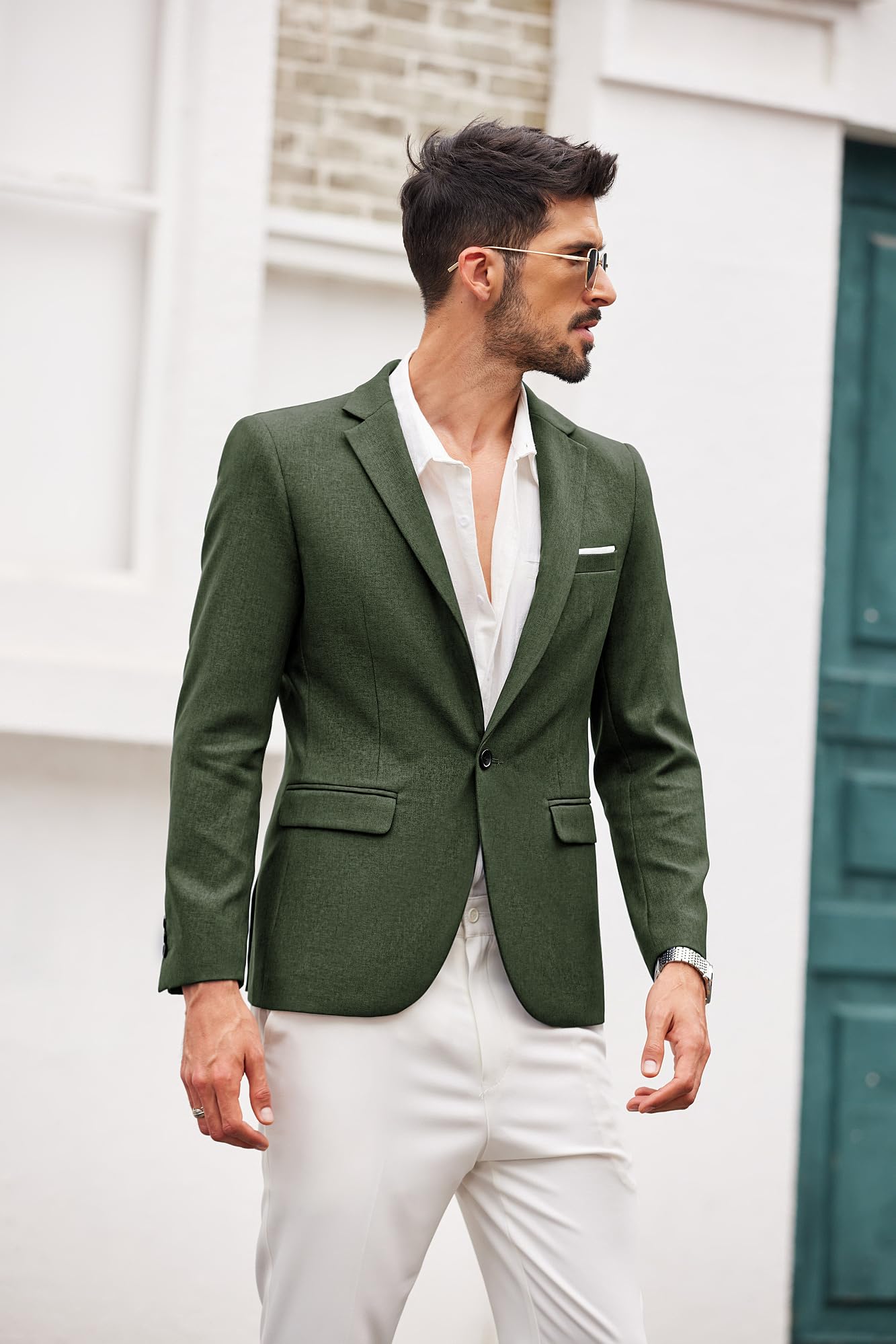 COOFANDY Chaqueta para hombre, deportiva, moderna, de ocio, tipo blazer de 1 botón, chaqueta de traje de ajuste regular, chaqueta casual, XL