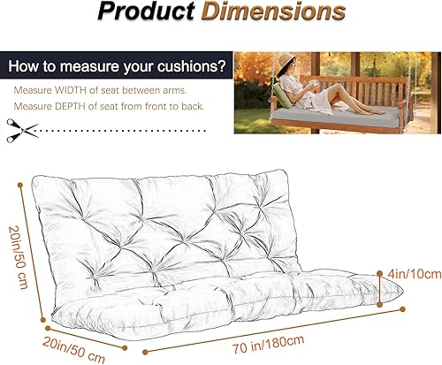 Miniatura 184 de Cojín de repuesto para columpio de 2-3 asientos, cojines de banco para exteriores con respaldo grueso de 4 pulgadas, muebles de patio, jardín, Flor
