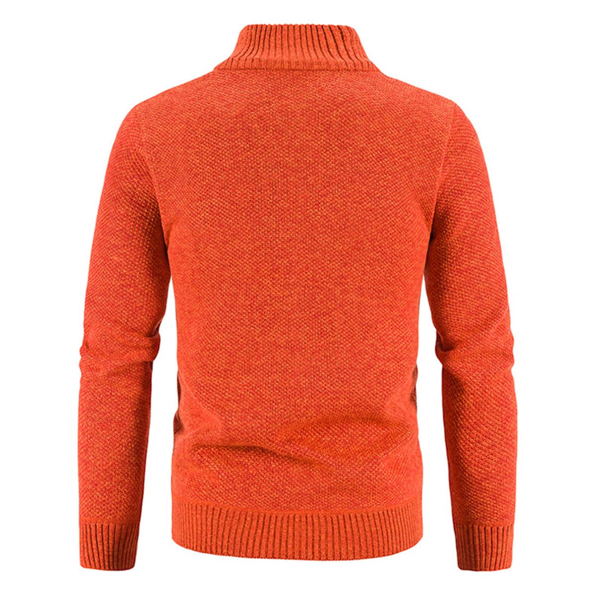 Cárdigan de Hombre con Cremallera, cárdigan cálido Informal con Cuello Alto, suéter Grueso, cárdigan de Abrigo de Invierno con Cremallera, Chaqueta de Invierno de Estilo Urbano (L,Orange)