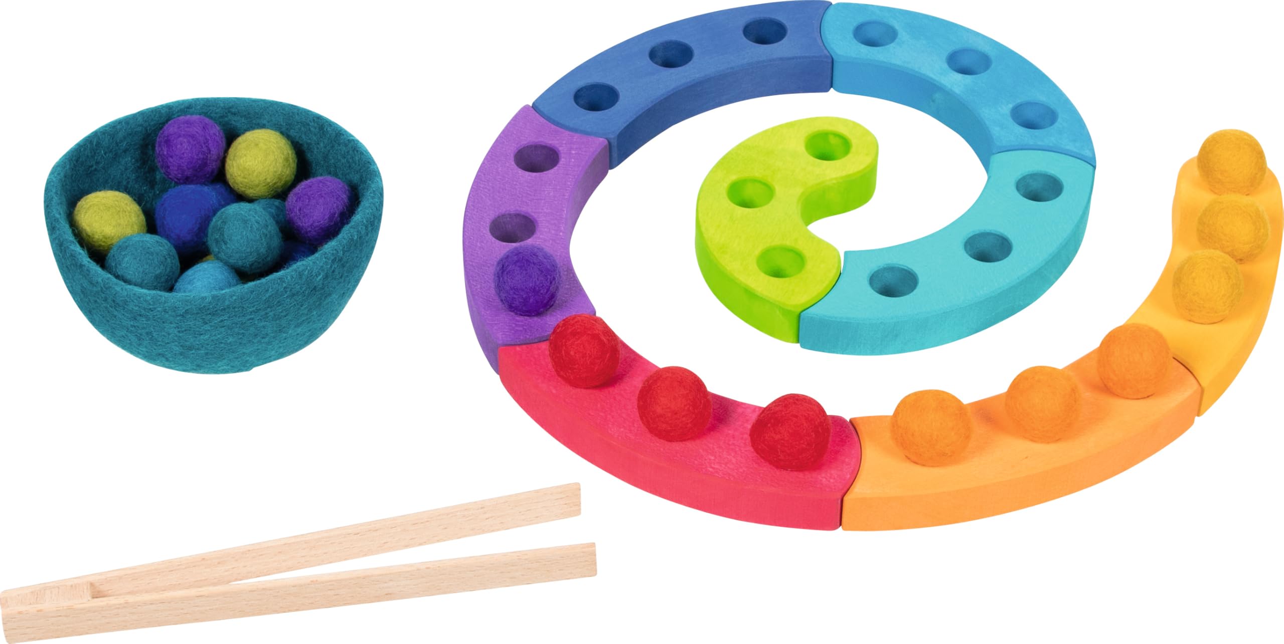 goki 58354 - Farbsortierspiel und Adventsspirale - aus hochwertigem Holz und Wollfilz - goki Evolution - Montessori-Spielzeug - Made in Europa