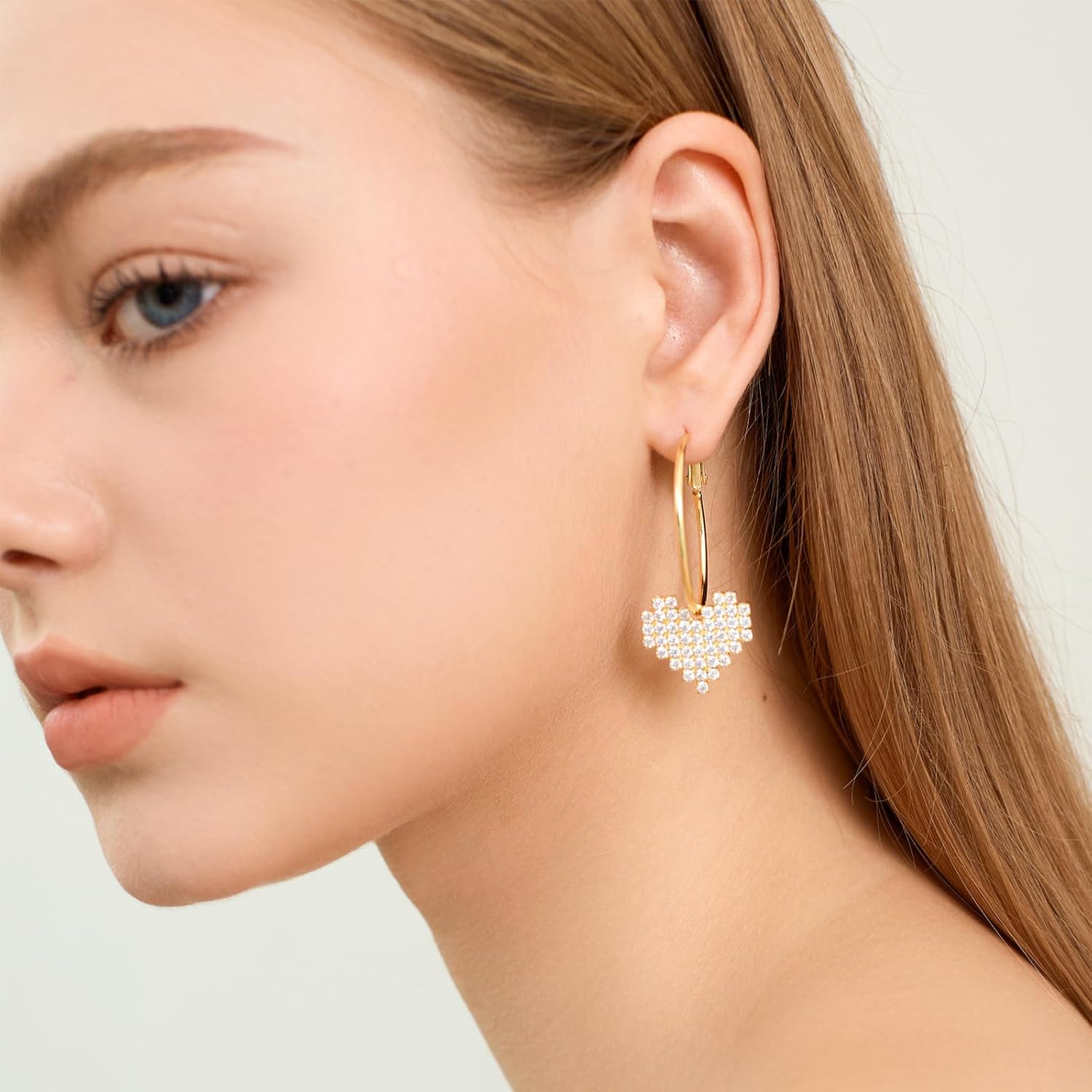 Heart Dangle Earrings for Women Huggie Earrings for Women Lightweight Heart Hoop Earrings for Women Heart Cubic Zirconia Earrings Drop Earrings Fashion Trendy Jewelry - Image 2