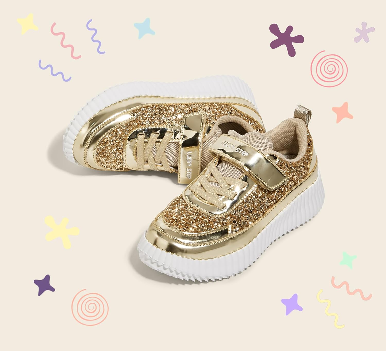 LUCKY STEP Kid's Glitter Running Sneaker Sparkly Braided Shiny Bling Princess Shoes School Athletic Walking Shoes for Children/Boys/Girls - Image 7