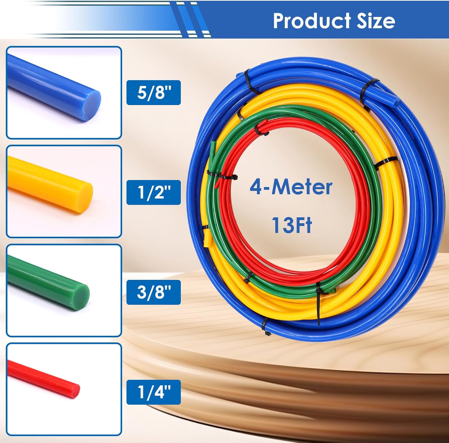 smseace 4Pack 4M/13Feet Conditioning Copper Tubing Pipe Extension 1/4" 3/8" 1/2" 5/8" Conditioning Copper Tubing Bender Kit for Air Conditioner PE Plastic Pipe Bender