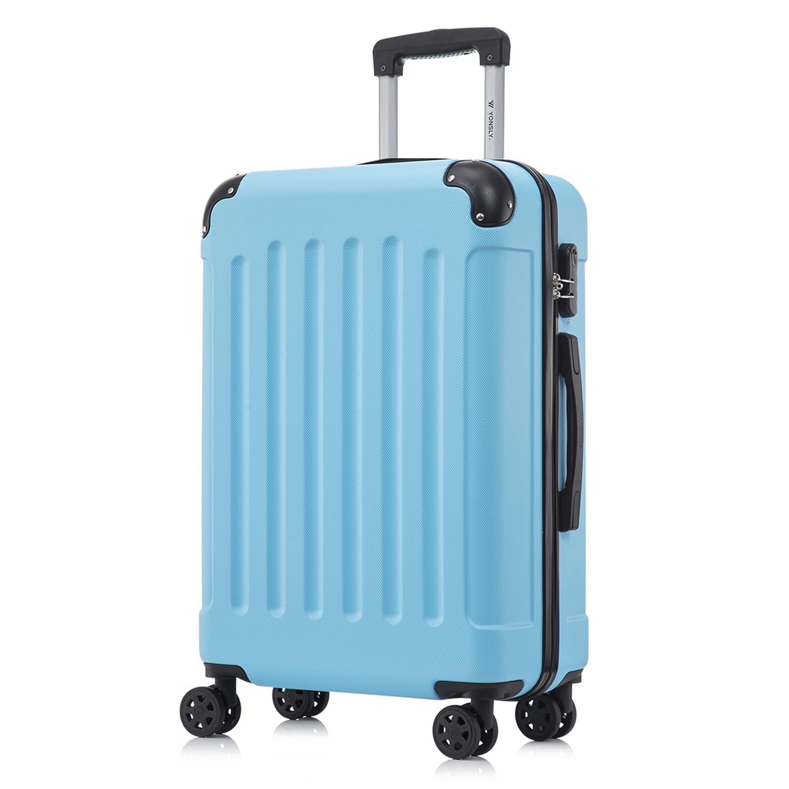 yonsly Koffer Suitcase, Trolley Reisekoffer, Rollkoffer Handgepäck mit 4 Rollen 360°, ABS Hartschalen, Sicherheitsschloss, Weicher Gummigriff, 210D-Futter