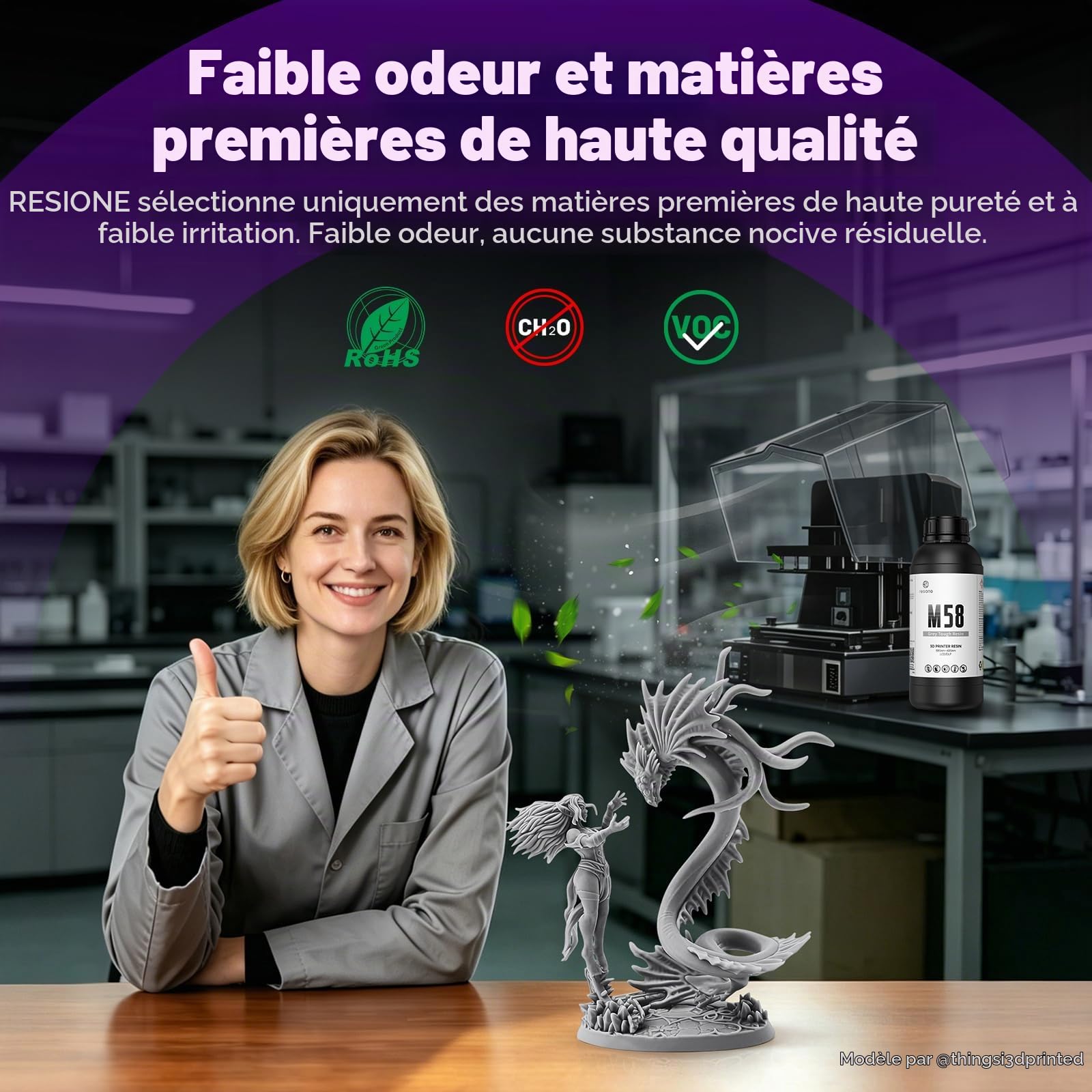 RESIONE M58 Résine Imprimante 3D – Grise Résine ABS Like Robuste et Rigide, Résine 3D Résistante Haute Précision pour Impression LCD/DLP/MSLA UV 405nm, 1000g