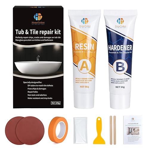 Kit de reparación de porcelana blanca, kit de reparación de bañera de fibra de vidrio para acrílico, cerámica, esmalte, azulejos, reparaciones de