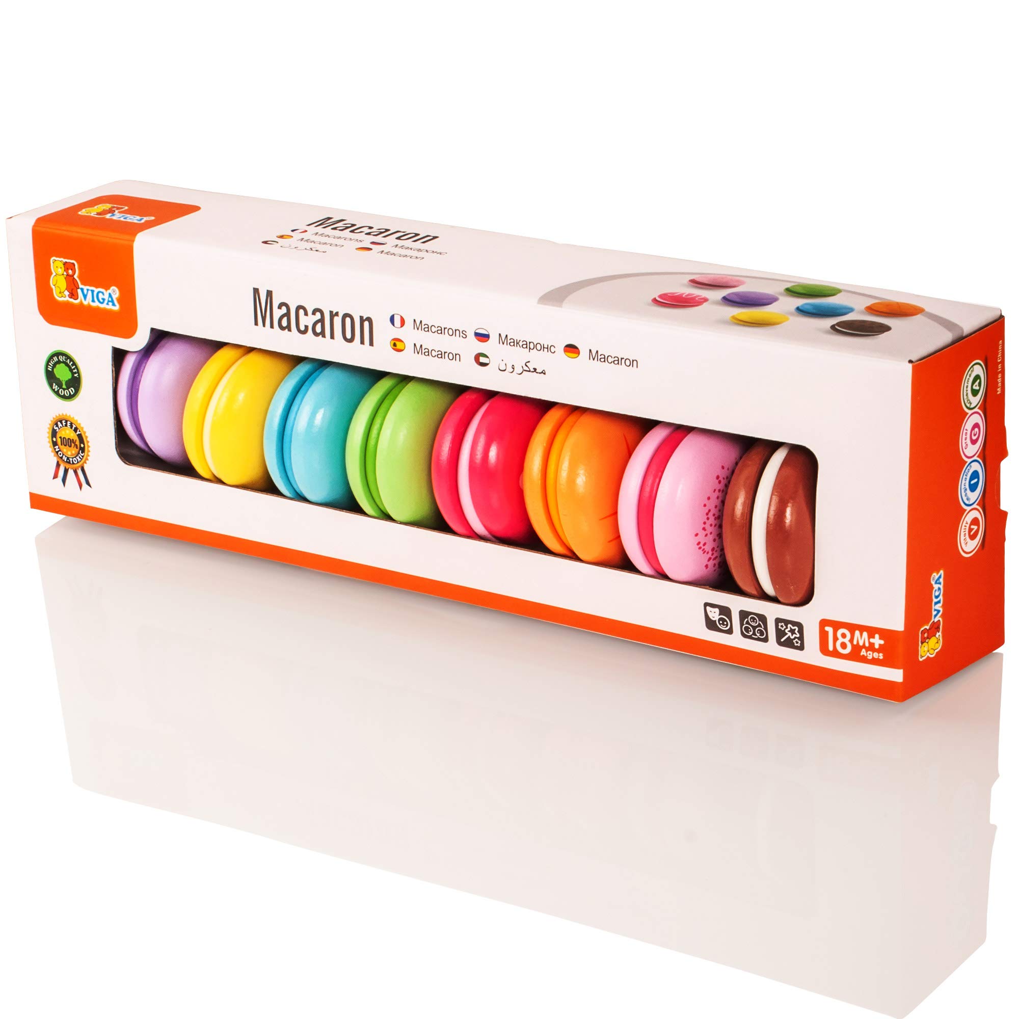 VIGA 50807 VIGA zestaw 8 ciastek z zabawkami Macaron, różne kolory, 30 x 9,7 x 5,2 cm (50807)