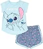 Disney T-Shirt and French Terry Shorts Outfit Set Infant to Big Kid Sizes (18 Months - 14-16)