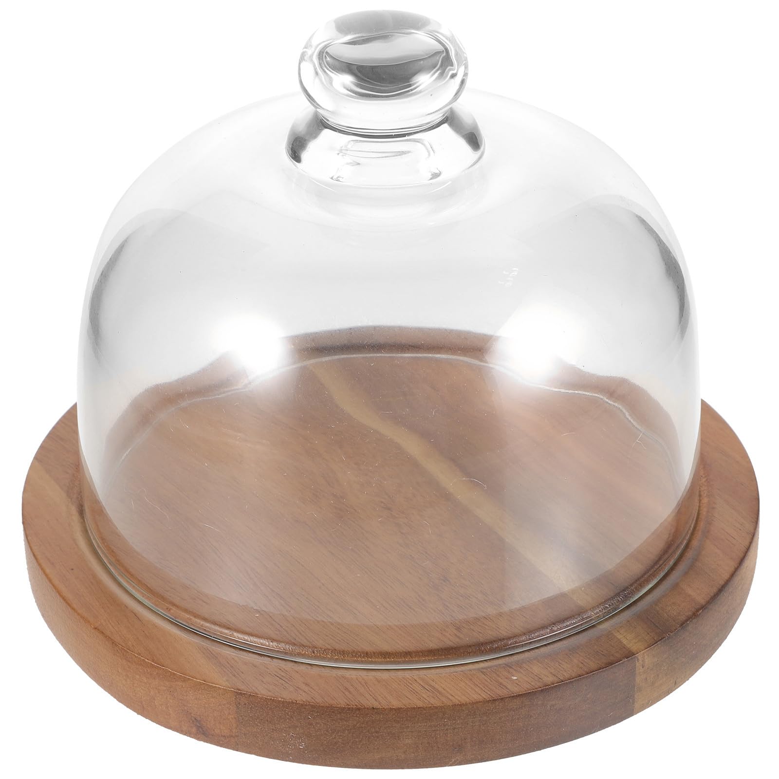 Plateau à gâteaux bois acacia cloche verre support dessert réutilisable